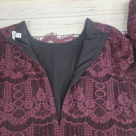 Charter Club Woman 2x Maroon Short Sleeve lace Knee Length Dress - Picture 4 of 6